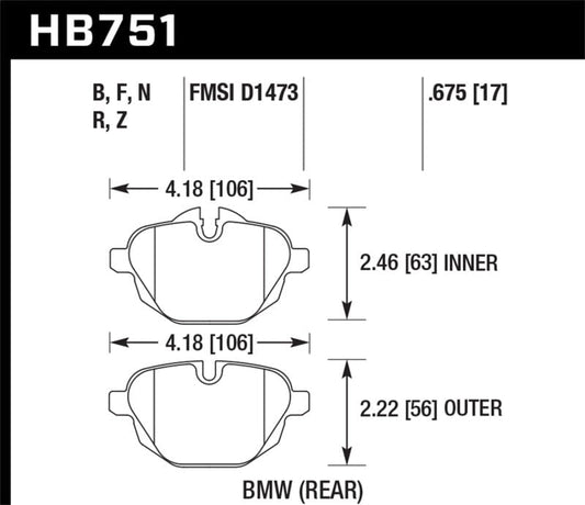 Kies-Motorsports Hawk Performance Hawk 2015 BMW 428i Gran Coupe / 11-16 535i / 11-16 X3/X4 HPS 5.0 Rear Brake Pads