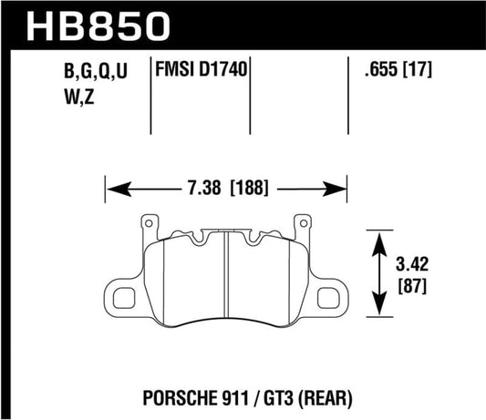 Kies-Motorsports Hawk Performance Hawk 2019 Porsche 911 /GT3  DTC-70 Race Rear Brake Pads
