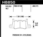 Kies-Motorsports Hawk Performance Hawk 2019 Porsche 911 /GT3  DTC-70 Race Rear Brake Pads