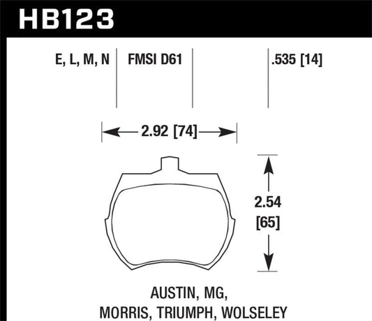 Kies-Motorsports Hawk Performance Hawk 64-70 Austin Healey Sprite Front ER-1 Brake Pads