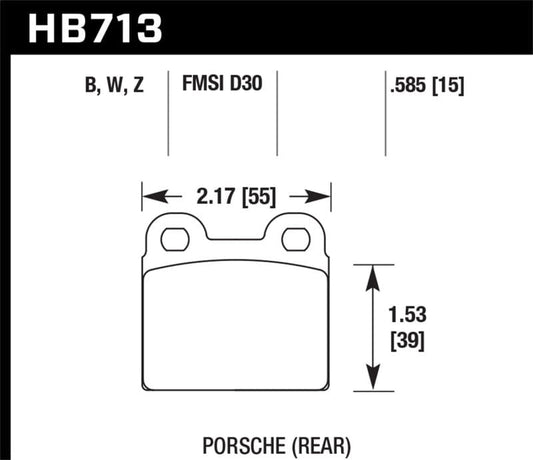 Kies-Motorsports Hawk Performance Hawk 65-69 Porsche 911/912 DTC-30 Race Rear Brake Pads