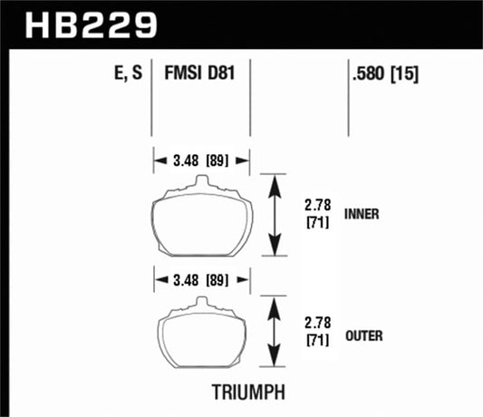 Kies-Motorsports Hawk Performance Hawk 70-73 Triumph Stag Front ER-1 Brake Pads