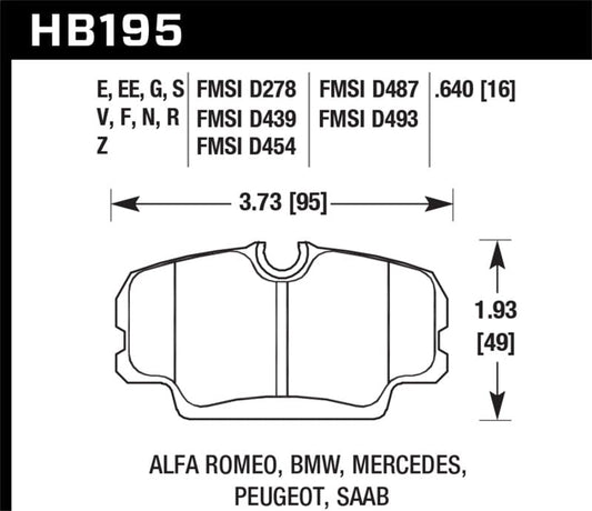 Kies-Motorsports Hawk Performance Hawk 84-4/91 BMW 325 (E30) HT-10 Front Race Pads (NOT FOR STREET USE)