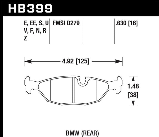 Kies-Motorsports Hawk Performance Hawk 84-4/91 BMW 325 (E30) HT-10 Rear Race Pads (NOT FOR STREET USE)