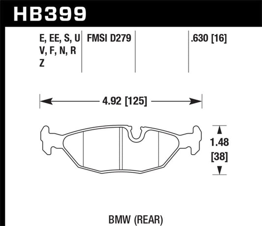 Kies-Motorsports Hawk Performance Hawk 84-4/91 BMW 325 (E30) HT-10 Rear Race Pads (NOT FOR STREET USE)