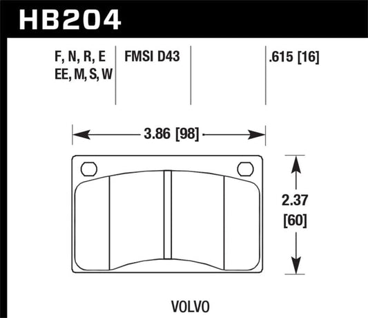 Kies-Motorsports Hawk Performance Hawk 90-93 Volvo 240 2.3L Base Front ER-1 Brake Pads