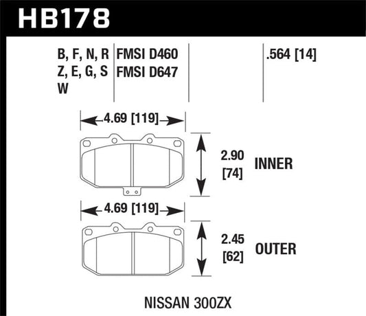 Kies-Motorsports Hawk Performance Hawk 90-96 Nissan 300ZX 3.0L 2+2 Front ER-1 Brake Pads