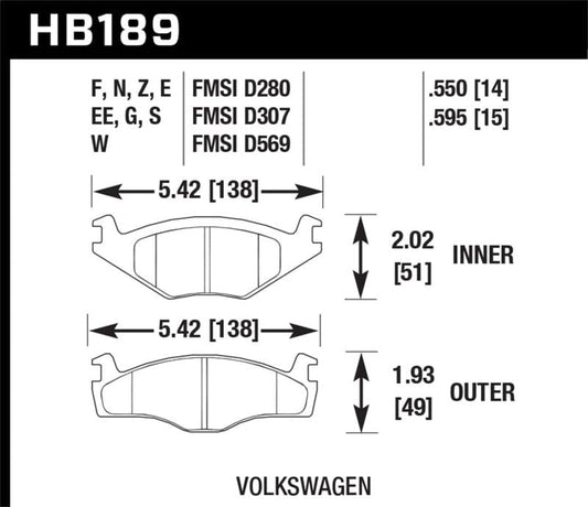Kies-Motorsports Hawk Performance Hawk 91-93 Volkswagen Cabriolet Front ER-1 Brake Pads