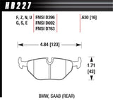 Kies-Motorsports Hawk Performance Hawk 92-95 BMW 318i 1.8L Base Sedan Rear ER-1 Brake Pads