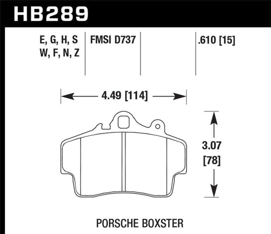 Kies-Motorsports Hawk Performance Hawk 97-99 Porsche Boxster 2.5L Base 4 Piston Caliper Front ER-1 Brake Pads