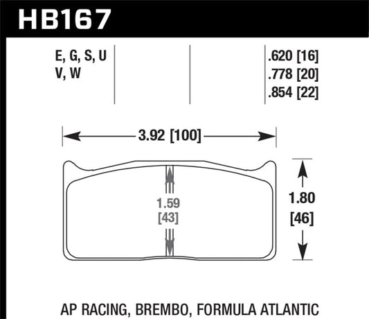 Kies-Motorsports Hawk Performance Hawk AP Racing/Brembo Universal DTC-70 Race Brake Pads