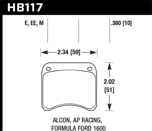 Kies-Motorsports Hawk Performance Hawk AP Racing CP3696 Black Race Brake Pads