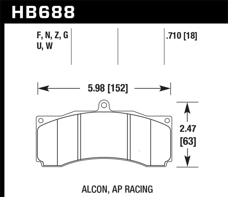 Kies-Motorsports Hawk Performance Hawk AP Racing / Stoptech / Alcon DTC-60 Race Brake Pads