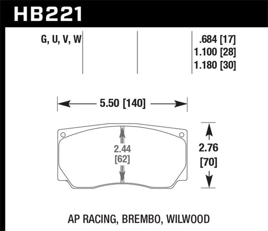 Kies-Motorsports Hawk Performance Hawk AP Racing/Wilwood DTC-70 Race Brake Pads