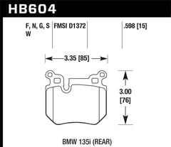 Kies-Motorsports Hawk Performance Hawk BMW 135i DTC-60 Race Rear Brake Pads