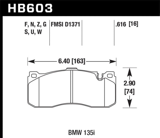 Kies-Motorsports Hawk Performance Hawk BMW 135i Performance Ceramic Street Front Brake Pads