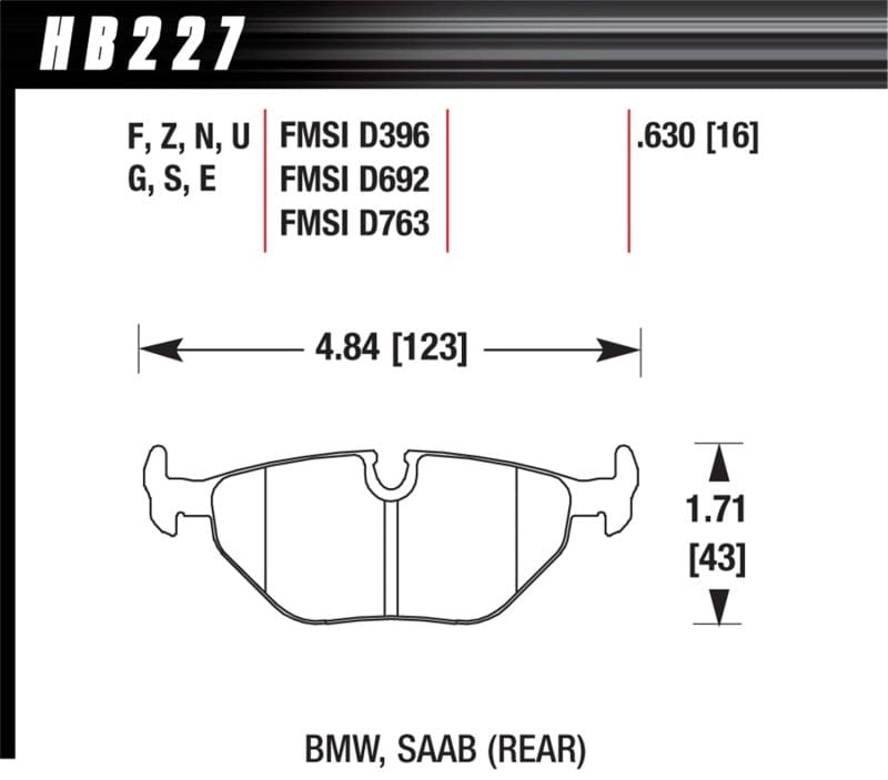 Kies-Motorsports Hawk Performance Hawk BMW 3/5/7 Series / M3 / Z3 / Z4  Race Blue 9012 Rear Brake Pads