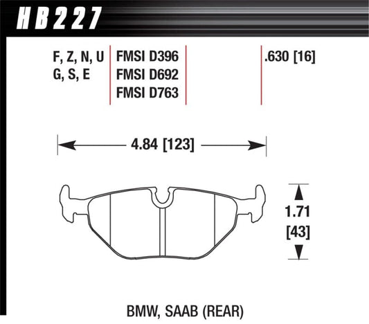 Kies-Motorsports Hawk Performance Hawk BMW 3/5/7 Series / M3 / Z3 / Z4  Race Blue 9012 Rear Brake Pads