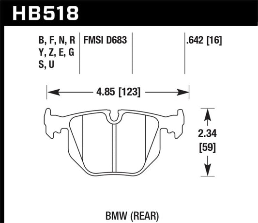 Kies-Motorsports Hawk Performance Hawk BMW 330CI/330I/330XI/525i/740i/754iL/M3/M5/X3/X5/Z4/Z8 / Range Rover HSE HT-10 Race Rear Brake