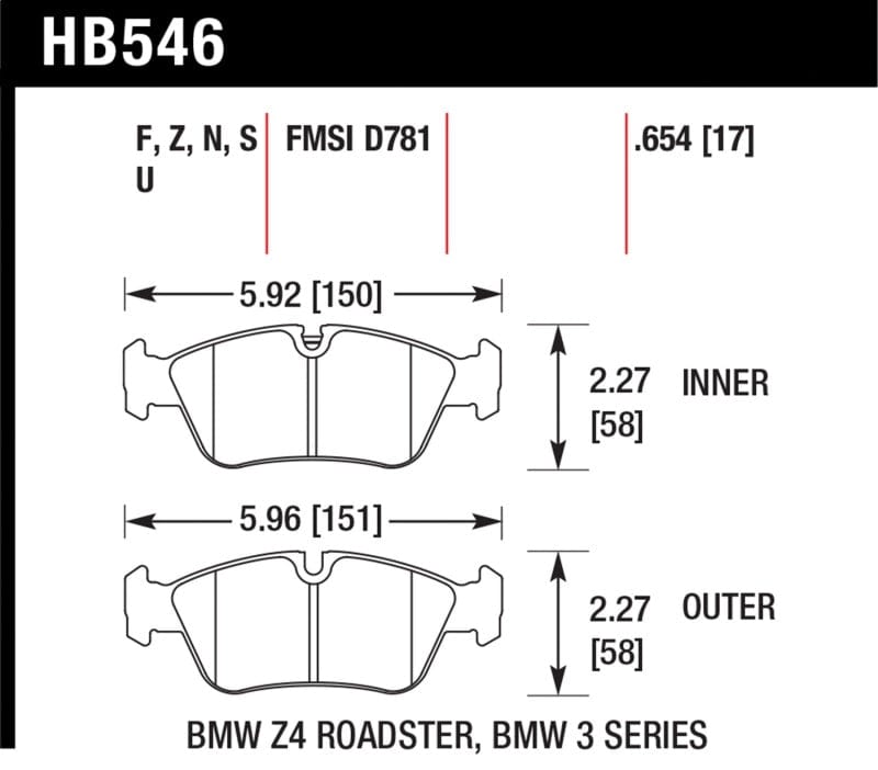 Kies-Motorsports Hawk Performance Hawk DTC-70 Brake Pads 98-02 BMW Z3/03-08 BMW Z4