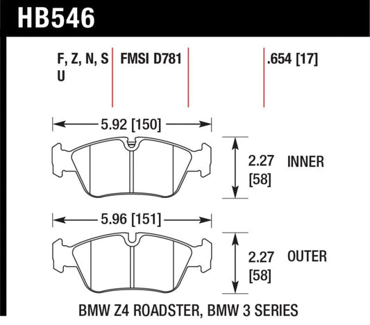 Kies-Motorsports Hawk Performance Hawk DTC-70 Brake Pads 98-02 BMW Z3/03-08 BMW Z4