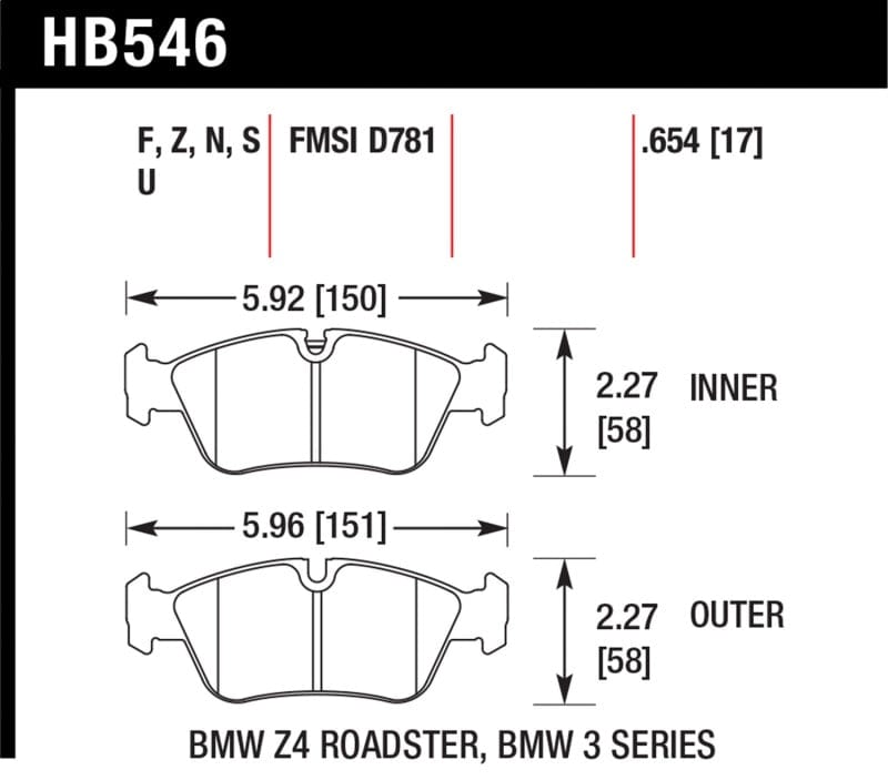 Kies-Motorsports Hawk Performance Hawk DTC-70 Brake Pads 98-02 BMW Z3/03-08 BMW Z4