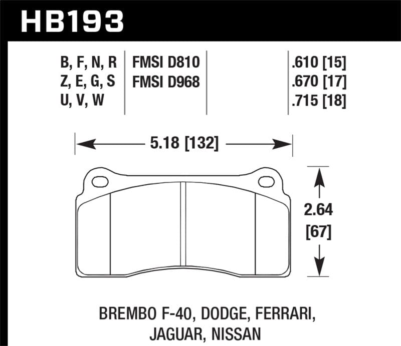 Kies-Motorsports Hawk Performance Hawk DTC-70 Race Brake Pads - 18.161mm Thickness