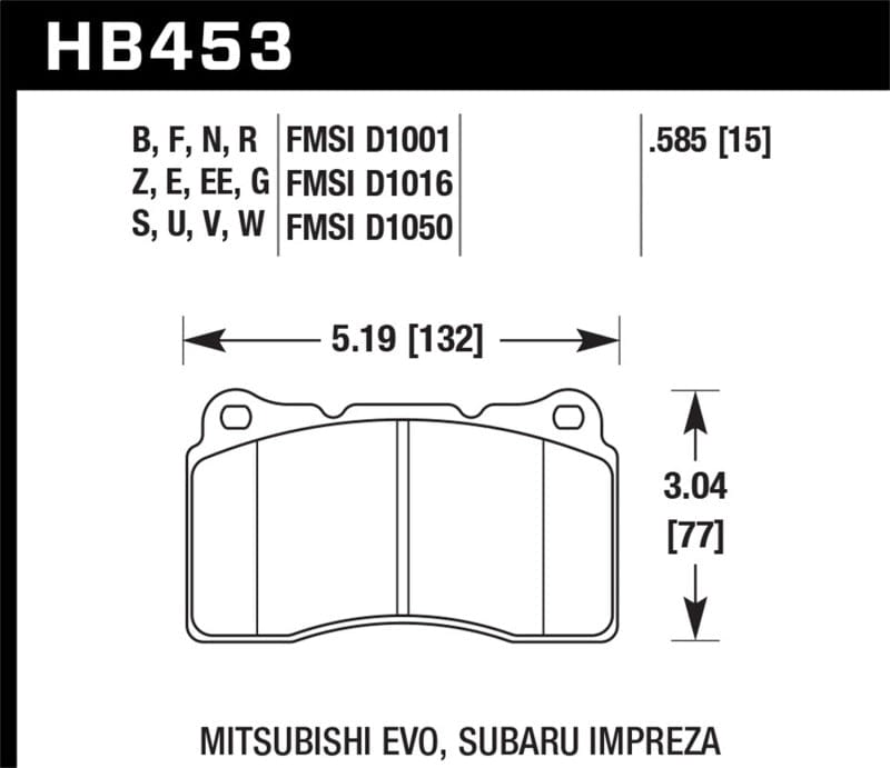 Kies-Motorsports Hawk Performance Hawk ER-1 Front Motorsport Brake Pads 03-06 Evo / 04-09 STi / 10+ Camaro SS (Brembo)