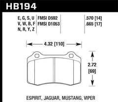 Kies-Motorsports Hawk Performance Hawk Mustang/Camaro/Lotus Brembo Calipers ER-1 Endurance Racing Brake Pads