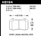 Kies-Motorsports Hawk Performance Hawk Mustang/Camaro/Lotus Brembo Calipers ER-1 Endurance Racing Brake Pads