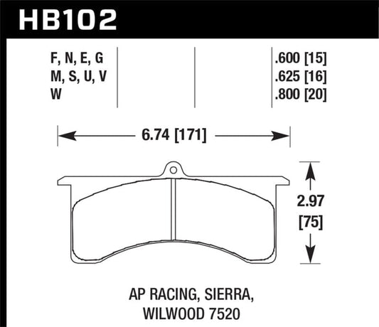 Kies-Motorsports Hawk Performance Hawk Stoptech AP Racing 6 DTC-30 Race Brake Pads