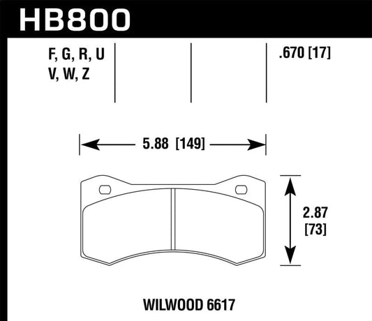Kies-Motorsports Hawk Performance Hawk Willwood 6617 Caliper DTC-70 Race Brake Pads