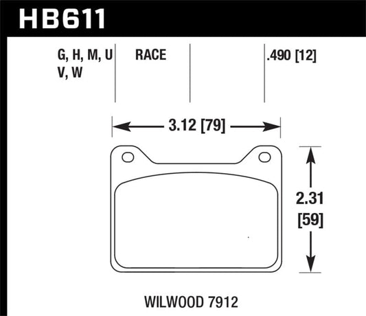 Kies-Motorsports Hawk Performance Hawk Wilwood 7912 DTC-30 Race Brake Pads