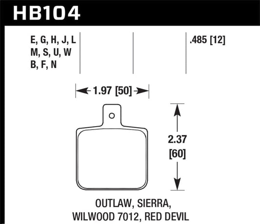 Kies-Motorsports Hawk Performance Hawk Wilwood DL Single Outlaw w/0.156in Center Hole DTC-30 Race Pads