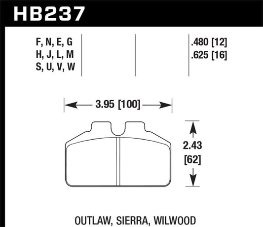 Kies-Motorsports Hawk Performance Hawk Wilwood Dynalite w/ Bridgebolt Caliper HT-10 Race Brake Pads