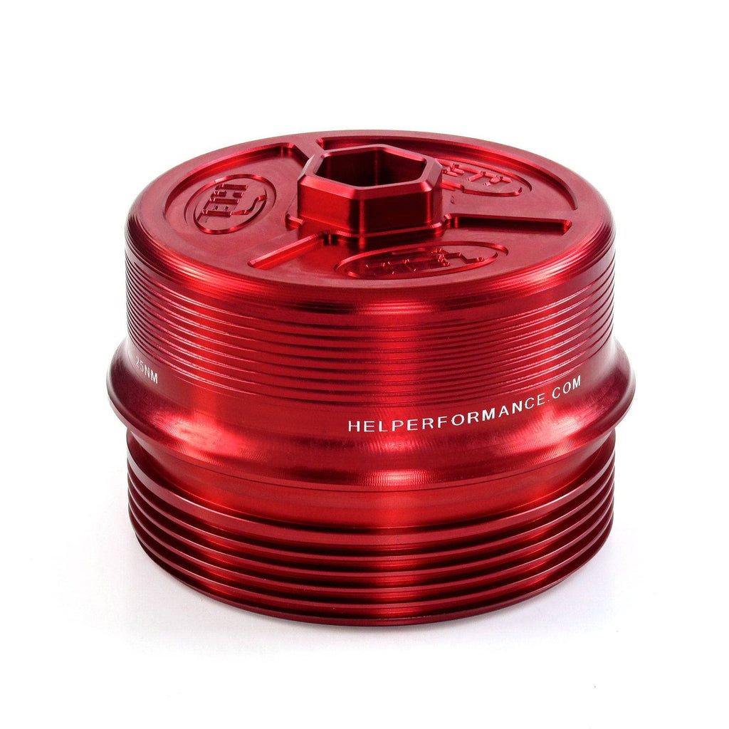 Kies-Motorsports HEL Performance USA B2B HEL Performance Solid Billet Aluminum Oil Filter Cap for BMW N20 N26 N51 N52 N53 N54 N55 S55 M2 M3 M4 Red
