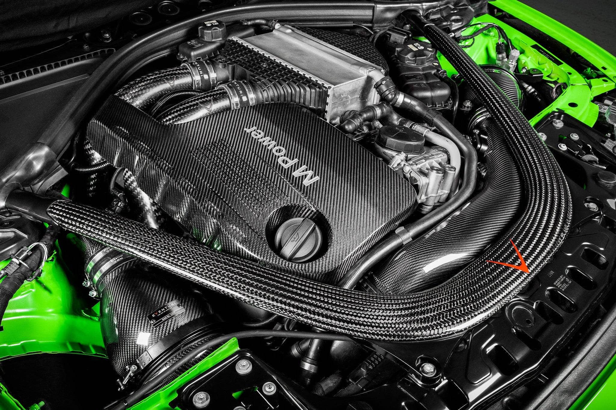 Kies-Motorsports iND Distribution Eventuri BMW F8X M2C M3 M4 S55 Black Carbon Charge Pipe Set - Matte