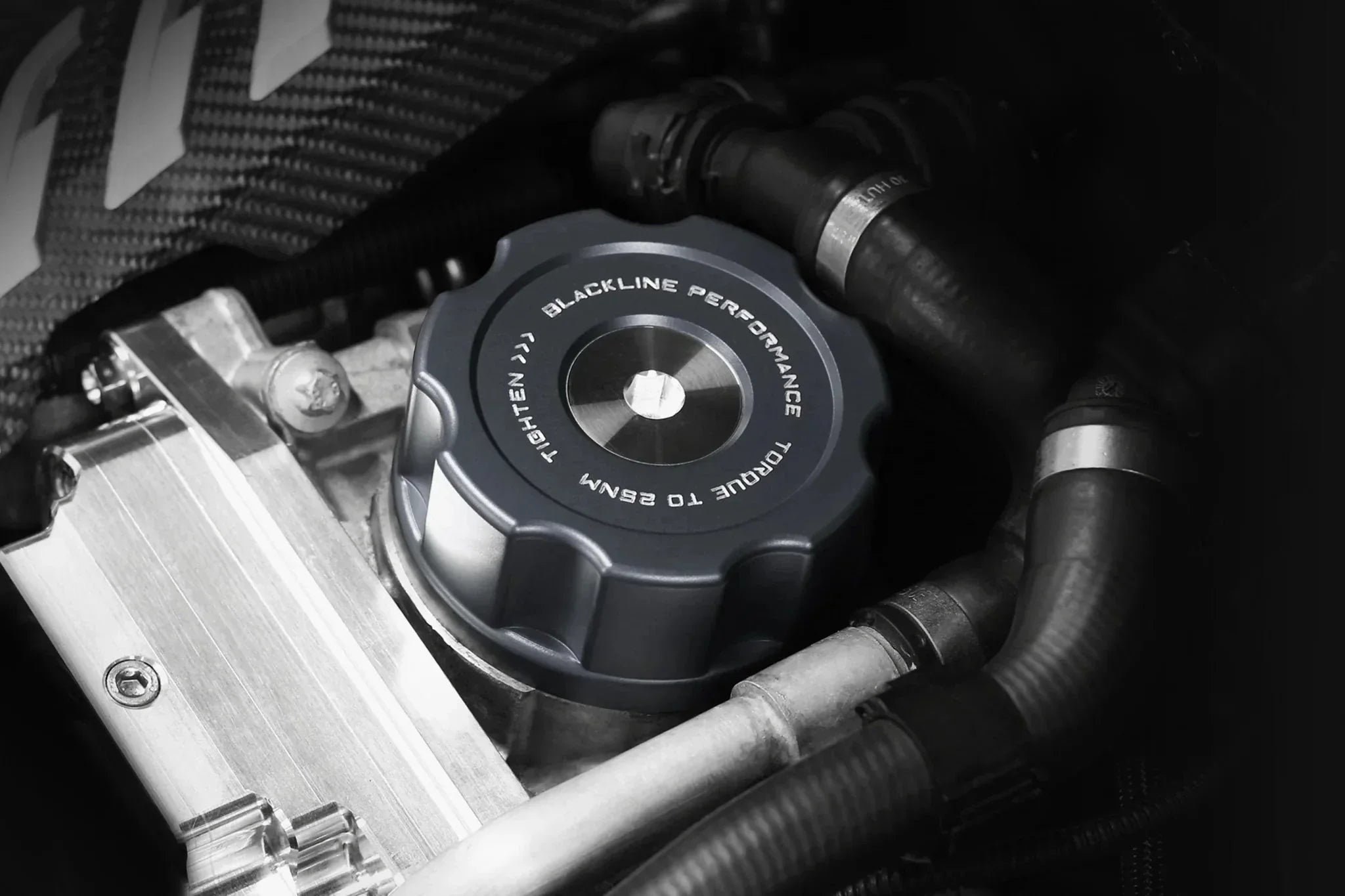 Kies-Motorsports IND Distribution Goldenwrench Blackline Performance BMW M Car F-Chassis Oil Filter Housing Cap