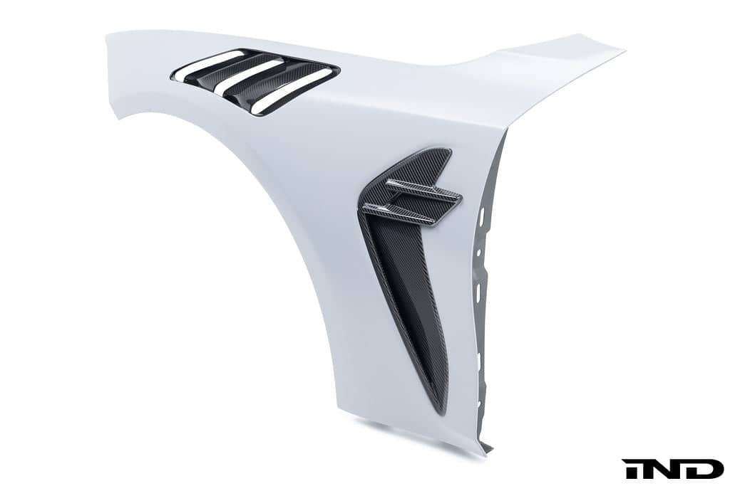 Kies-Motorsports IND Distribution Karbonius G80 M3 Carbon Vented Front Fender Set V2 - with Louvres / Primed Ready to Paint