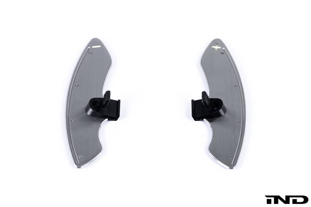 Kies-Motorsports IND Distribution Storm Motorwerks E46 M3 Illuminated SMG Stainless Shift Paddle Set Brushed (ST-E46PD-BR)