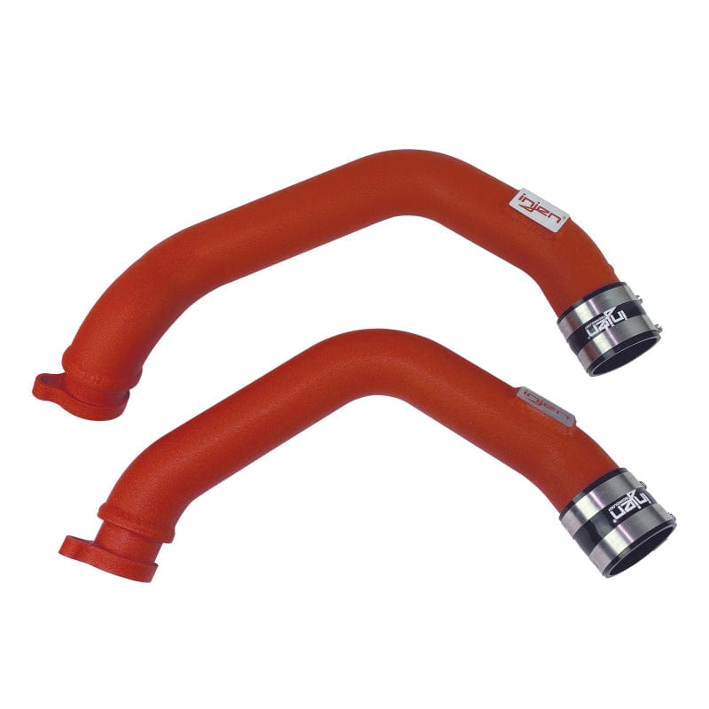 Kies-Motorsports Injen Injen 15-16 BMW M3(F80)/M4 (F82/83) 3.0L L6 Twin Turbo 2PC Aluminum Int. Charge Pipe - Wrinkle Red Main image
