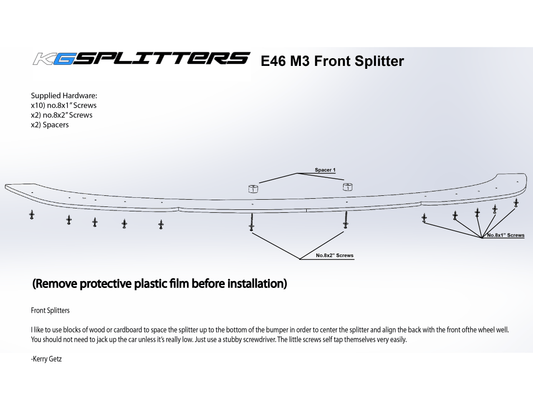 Kies-Motorsports KGSPLITTERS KGSPLITTERS BMW E46 M3 Splitters