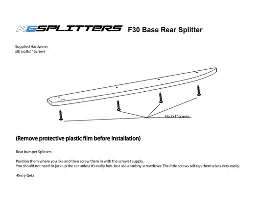 Kies-Motorsports KGSPLITTERS KGSPLITTERS BMW F30 Splitters *PRE-ORDER*