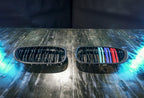 Kies Motorsports — front angle view of 2007-2010 BMW 3 Series (E92) Pre-LCI Carbon Fiber Dual Slat Kidney Grilles (Various Finishes)