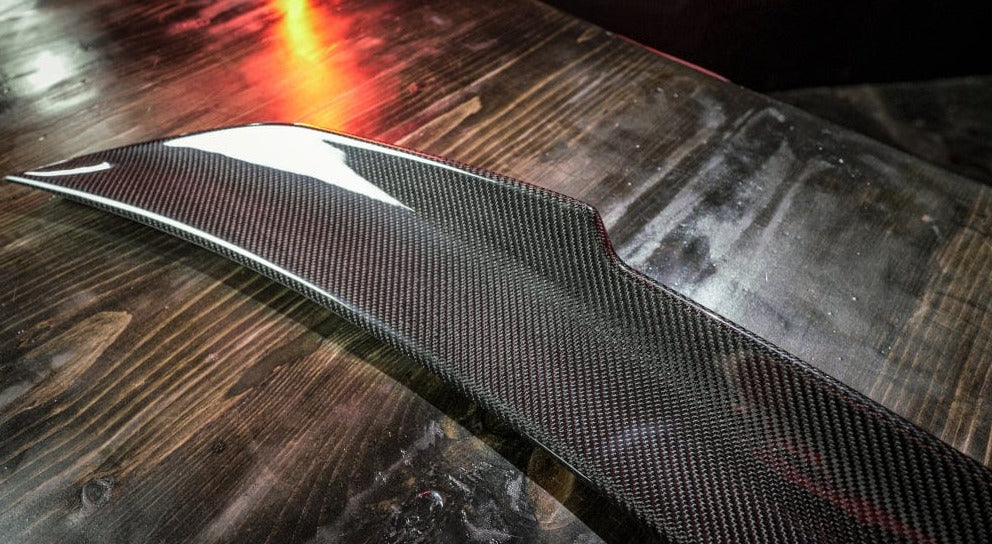 Kies Motorsports — rear angle view of 2007-2013 BMW 3 Series (E92) PSM Aggressive High Kick Carbon Fiber Trunk Spoiler
