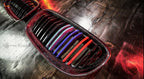 Kies Motorsports — rear angle view of 2008-2012 BMW 3 Series (E90) LCI Carbon Fiber Double Slatted Kidney Grilles