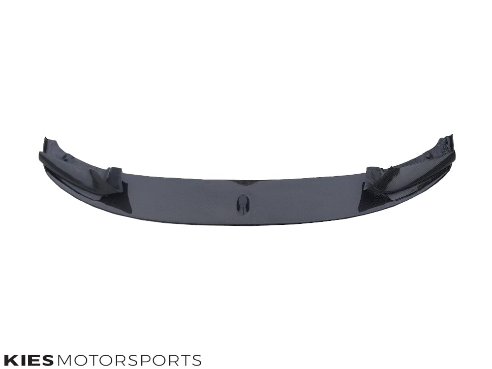 Kies Motorsports — Kies Carbon F10 front lip test-fitted on white BMW 5-Series during pre-paint mockup