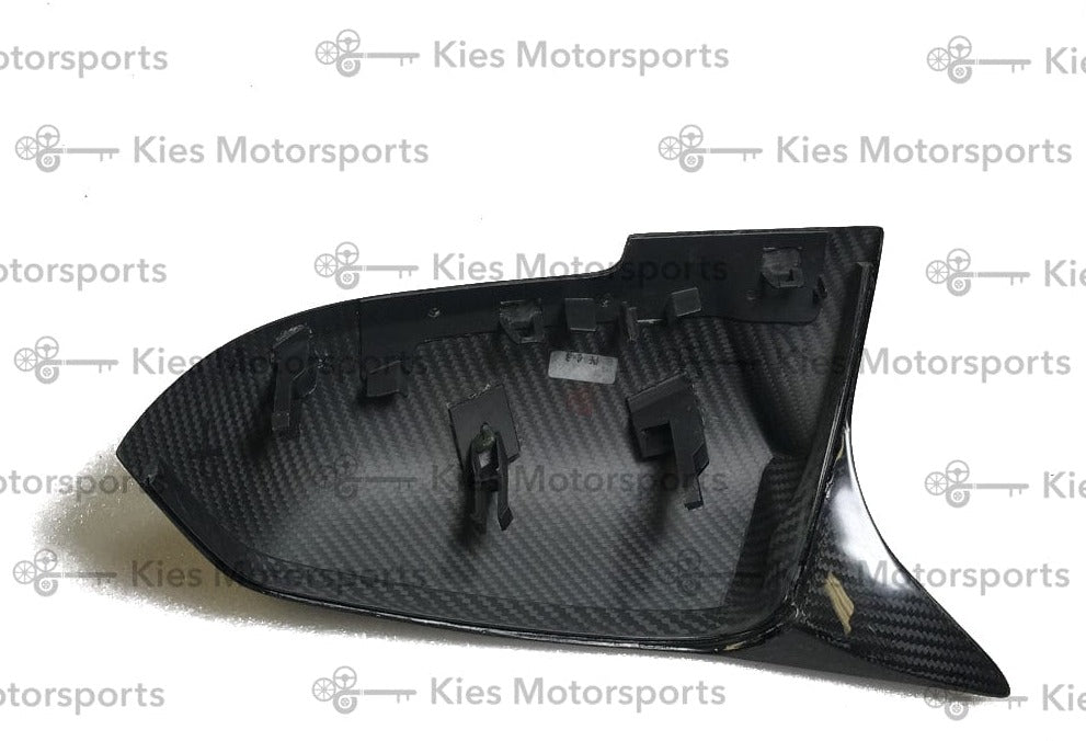 Kies Motorsports — close-up detail of 2012-2018 BMW 3 Series (F30) & BMW 4 Series (F32) M Style Dry Carbon Fiber Mirror Covers