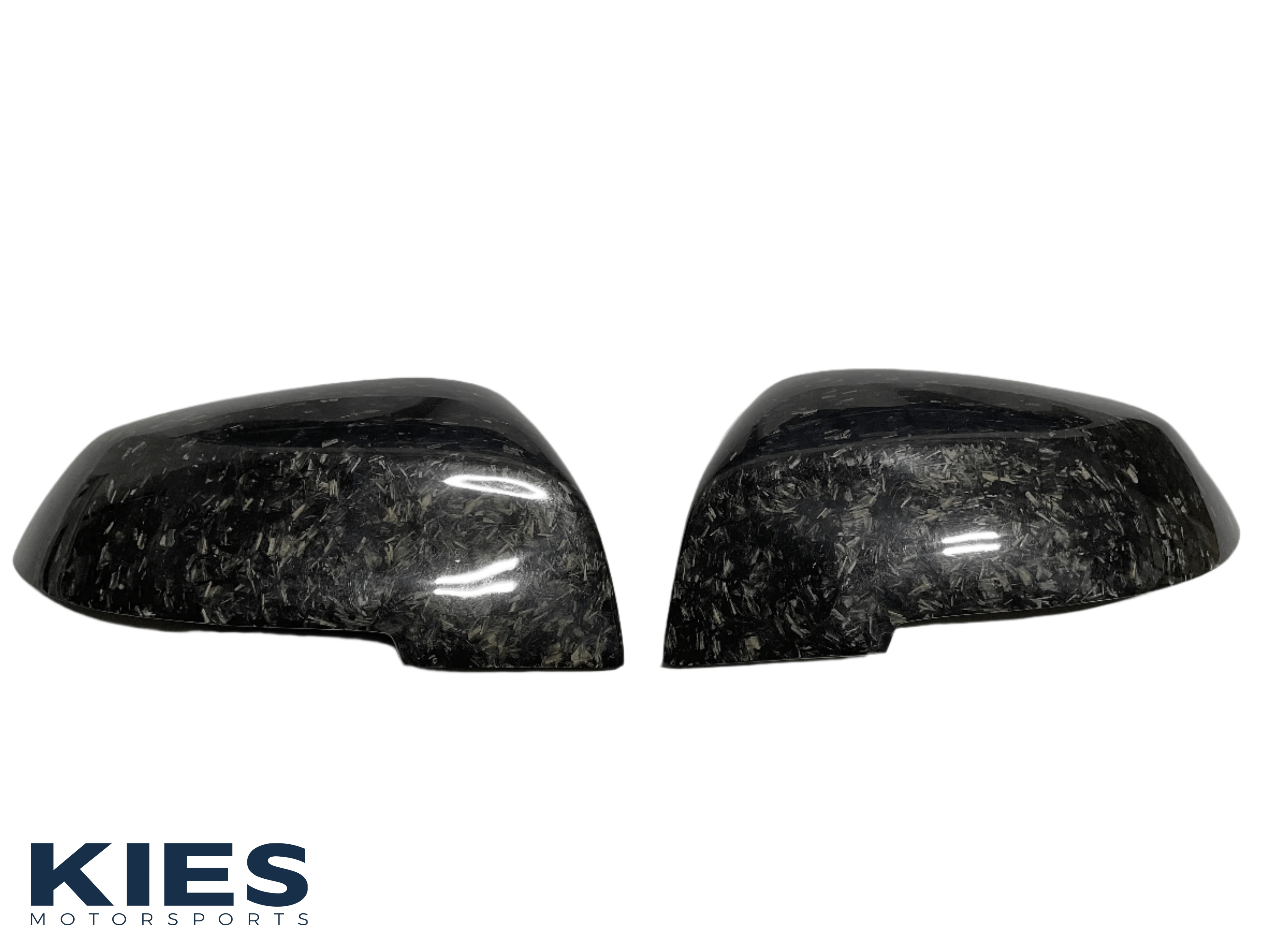 Kies Motorsports — Kies Carbon forged carbon composite mirror covers for BMW F30 F32 on dark background Main image
