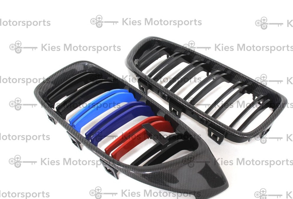 Kies-Motorsports Kies Carbon 2014-2020 BMW 4 Series (F32 / F33 / F36) M4 Style Carbon Fiber Kidney Grilles (Various Finishes) - Also Fits OEM F82 M4 & F80 M3